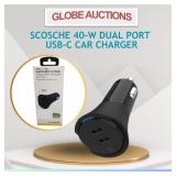 SCOSCHE 40-W DUAL PORT USB-C CAR CHARGER