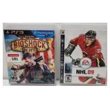 SET OF 2 (PS-3 BIOSHOCK, NHL-09) VIDEO GAME