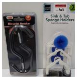 SET OF 2(2-PCS BICYCLE HOOKS+BATH SPONGE HOLDERS)