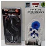 SET OF 2(2-PCS BICYCLE HOOKS+BATH SPONGE HOLDERS)