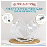 SET OF 2 (3-FT LIGHTNING CABLE FOR APPLE DEVICES)