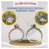 NEW DESIGNER GOLD/SILVER ZIRCONIA EMBEDDED RINGS