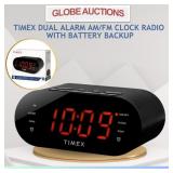 TIMEX DUAL ALARM AM/FM CLOCK RADIO+BATTERY BACKUP TIMEX DUAL ALARM AM/FM CLOCK RADIO+BATTERY BACKUP