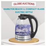 LOOKS NEW HAMILTON BEACH 1-L COMPACT GLASS KETTLE