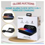 IHOME ALARM CLOCK + 2-IN-1 WIRELESS CHARGER
