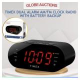 TIMEX DUAL ALARM AM/FM CLOCK RADIO+BATTERY BACKUP