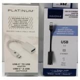SET OF 2 (USB-C TO USB + USB TO ETHERNET) ADAPTERS