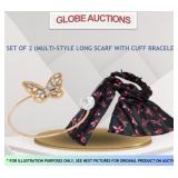 SET OF 2 (MULTI-STYLE LONG SCARF + CUFF BRACELET)