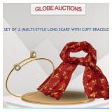 SET OF 2 (MULTI-STYLE LONG SCARF + CUFF BRACELET)
