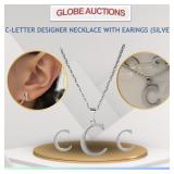 C-LETTER DESIGNER NECKLACE WITH EARINGS (SILVER)