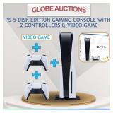 PS-5 DISK GAMING CONSOLE+2 CONTROLLERS+ VIDEO GAME