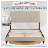 QUEEN SIZE LINON LIORE PLATFORM BED (BEIGE)