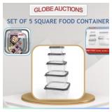 SET OF 5 SQUARE FOOD CONTAINER