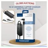 90-W UNIVERSAL LAPTOP CHARGER W/ 10-FT CABLE