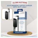 65-W UNIVERSAL LAPTOP CHARGER W/ 10-FT CABLE
