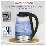 LOOKS NEW HB (1500-W) 1.7-L GLASS ELECTRIC KETTLE
