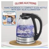 LOOKS NEW HAMILTON BEACH 1-L COMPACT GLASS KETTLE
