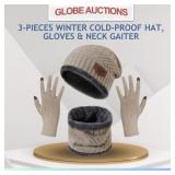 3-PCS WINTER COLD-PROOF HAT, GLOVES & NECK GAITER