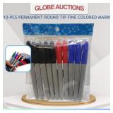 10-PCS PERMANENT ROUND TIP FINE COLORED MARKER