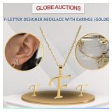F-LETTER DESIGNER NECKLACE WITH EARINGS (GOLDEN)