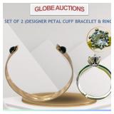 SET OF 2 (DESIGNER PETAL CUFF BRACELET + RING)