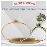 SET OF 2 (DESIGNER PETAL CUFF BRACELET + RING)