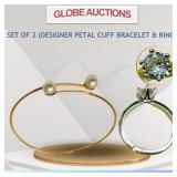 SET OF 2 (DESIGNER PETAL CUFF BRACELET + RING)