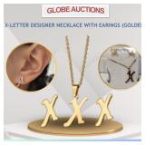X-LETTER DESIGNER NECKLACE WITH EARINGS (GOLDEN)