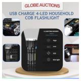 NEW USB CHARGE 4-LED HOUSEHOLD COB FLASHLIGHT