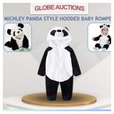 LOOKS NEW MICHLEY PANDA STYLE HOODED BABY ROMPER