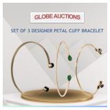 LOOKS NEW SET OF 3 DESIGNER PETAL CUFF BRACELET