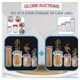SET OF 8 (FOOD STORAGE ZIP LOCK JARS)