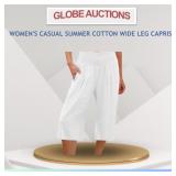 LOOKS NEW CASUAL SUMMER COTTON WIDE LEG CAPRIS(L)
