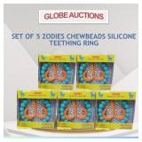 SET OF 5 ZODIES CHEWBEADS SILICONE TEETHING RING