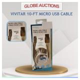 LOOKS NEW VIVITAR 10-FT MICRO USB CABLE
