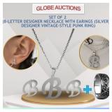 LOOK NEW SET OF 2(B-LETTER NECKLACE+VINTAGE RING)