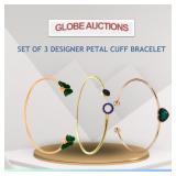 LOOKS NEW SET OF 3 DESIGNER PETAL CUFF BRACELET
