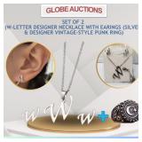 LOOK NEW SET OF 2(W-LETTER NECKLACE+VINTAGE RING)