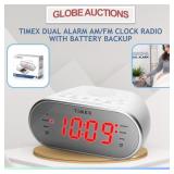 TIMEX DUAL ALARM AM/FM CLOCK RADIO+BATTERY BACKUP