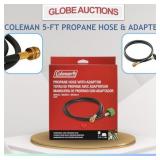 LOOKS NEW COLEMAN 5-FT PROPANE HOSE & ADAPTER