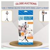 2-IN-1 TRIPOD SELFIE STICK W/ RING LIGHT & REMOTE