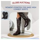 WOMENS POINTED-TOE KNEE HIGH COWBOY BOOTS(SIZE:44)