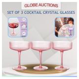 SET OF 3 COCKTAIL CRYSTAL GLASSES