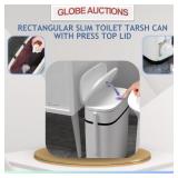 RECTANGULAR SLIM TOILET TARSH CAN W/ PRESS TOP LID