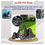 HALLOWEEN GHOST STATUE W/ LED LANTERN DECOR PIECE