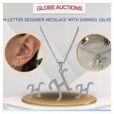 H-LETTER DESIGNER NECKLACE WITH EARINGS (SILVER)
