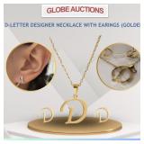 D-LETTER DESIGNER NECKLACE WITH EARINGS (GOLDEN)