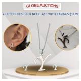 Y-LETTER DESIGNER NECKLACE WITH EARINGS (SILVER)