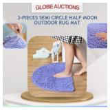 3-PIECES SEMI CIRCLE HALF MOON OUTDOOR RUG MAT