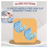 12-PCS NEEDLE-FREE NON SLIP BEDSHEET FIXING CLIP